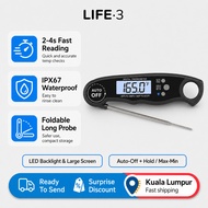 3Life Digital Food Thermometer DT-68 LED Backlight IPX67 Waterproof Rating 2-4 Second Reading Meat C