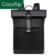 Men Leather Film Backpack Reduce Burden 14-Inch Computer 20-35L Business Leisure Travel Solid Color