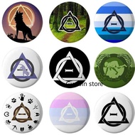 58mm Delta Symbol Button Pin Creative Cartoon Rainbow Therian Sign Brooch Badge Bag Cloth Hat Decor