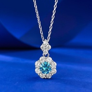 Thời trang bất S925 Vòng cổ bạc Mặt dây chuyền cho nữ Sapphire Ruby đá topaz xanh dương