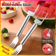 1pc 2-in-1 Stainless Steel Fruit Cutter Watermelon Fork Slicer Cutter Dual Head Watermelon Fork Cutt
