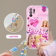 YBD Cute Barbie Phone Case for OPPO A94 5G F19 Pro+ 5G Reno 5Z 5G Reno 6Z 5G Silicone Ornaments Barbie Shockproof Full Protector Phone Cover