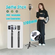 1.7m Bluetooth Selfie Stick with Fill Light Portable Adjustable Tripod for Livestreaming / Photograp