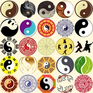 现货 手账贴纸阴阳太极八卦古风免抠图案片黑白两道太极背景素材贴画Hand account sticker yin yang tai chi gossip antique free matting QQ