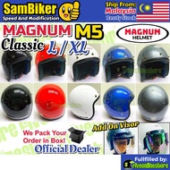 Magnum Helmet M5 Classic Topi Keledar Motorsikal L XL 3 Button ORIGINAL Motor Bike SGV99 SGV 99 MS88