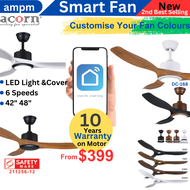 ACORN Ceiling Fans 42 inch 48 Inch Ceiling Fan With Light Smart Fan DC Fan 6 Speed with Remote Control Kitchen Fan For Bedroom Living Room Balcony Home Household Silent Dinning room strong wind Cool ampm DC-168