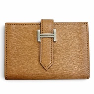 全新未使用 △HERMES Bearn Mini Chevre Quebraco 銀色五金零錢包，帶卡包，對折錢包，Z字印記，法國製造，女士款，帶原裝盒