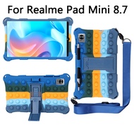 Tablet Case Realme Pad Mini 8.7 inch 4G LTE 2022 RMP2105 Soft Silicone Case Pop Stress-Relieve Case Push It Bubble Stand Cover for RealmePad Mini Adjustable Stand Protect Shell