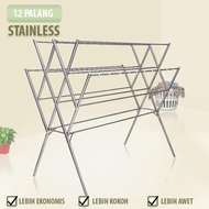 GANTUNGAN Large Stainless Towel Clothesline 12 Bars + Hanger Length:178cm x Height:177cm