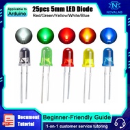 NovaLab 5mm 25pcs LED Diode LED Light LED Bulbs 5Colors for Arduino DIY Light Emitting Diode 060GOO