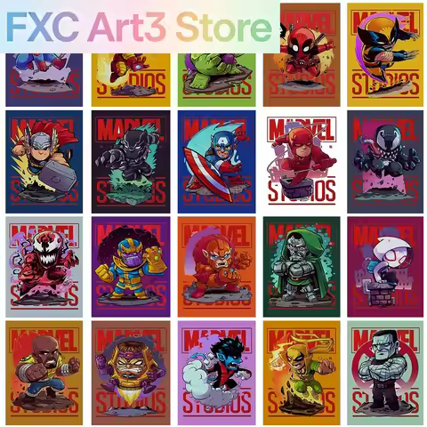 Frameless Marvel Superhero Wall Art Posters SpiderMan Iron Man Avengers Cartoon Canvas Painting Prin