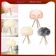 MagiDeal Feather Table Lamp Desk Bedside Light Living Room Office Decoration Lighting