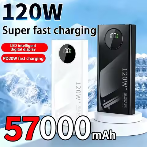NEW 120W Power BankSuper Fast Charging 57000mah Ultralarge Capacity For Mobile Power External Batter