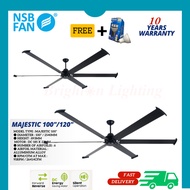 NSB MAJESTIC 100/120 INCHES 6 ALUMINIUM BLADE BIG FAN DC MOTOR 5 SPEEDS CEILING FAN KIPAS