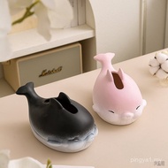 Minimalist Whale Shape Tissue Cover | Hand-Made Ceramic Paper Box, Ocean Lovers Housewarming Gift