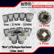 [ HITTO ] 21MM - 32MM 1/2" Dr. Regular Hand Socket / Box Socket / 6point Socket / 6 Point & 12 Point