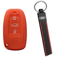 Audi A4 A6 A7 A8 Q5 Q7 Q8 A8L A6L E-tron 55 Protection Jackage Silicone Car Key Case Holder Keychain