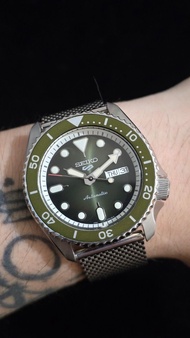 (淨錶)(可議可換)靚錶面!高級感!Seiko 5 Automatic 軍綠色錶盤米蘭錶帶
