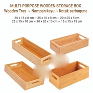 Multipurpose storage box cosmetic storage box wooden tray - MAHOGANY WOOD, 35 x 10 x 8 cm