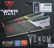 RAM (หน่วยความจำ) 32GB (16GBx2) DDR5 6000MHz PATRIOT VIPER VENOM RGB DDR5 (AMD EXPO/INTEL XMP) (MATTE BLACK) มือสอง