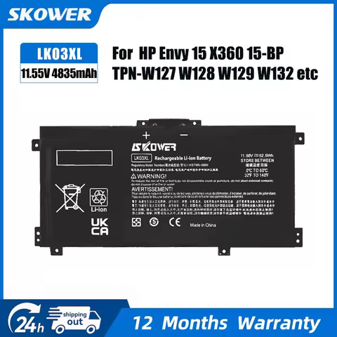 SKOWER LK03XL Laptop Battery For HP Envy 15 X360 15-BP 15-CN TPN-W127 W128 W129 W132 HSTNN-LB7U HSTN