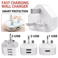 Fast charging USB Charger Adapter 5V 1A 2A 3A 3 port Phone Tablet Universal Travel Wall UK Plug Sock