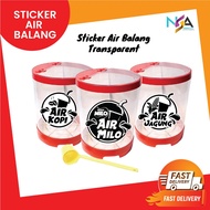 Sticker Transparent Air Balang Black and White Stiker Plastik Jus Buah