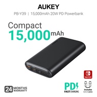 Aukey PB-Y39 15000mAh 20W Fast Charge PD Powerbank USB-A &amp; USB-C, Travel Portable Charger for iP 11 12 13 14 Android