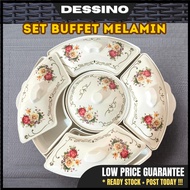 DESSINO Set Buffet Melamine 5 dalam 1 Set Melamin Party Hidangan Set Buffet Set/Buffet Bekas bulat