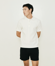 PMITH Luke Ribbed Polo Shirt inWhite