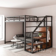 Golden Iron Frame Bed Iron Bed Modern Loft Elevated Small Apartment Bed High Low Simple Lower Bunk A