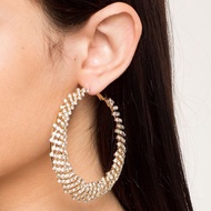Exaggerate Big Hoop Earrings for Women Full Rhinestone Fashion Round Crystal Hanging Earrings Festiv