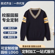 DORALISA "Boys' V-Neck College Style Sweater in Dark Blue - Sizes for Primary School and Medium to Large Children - Malaysia"