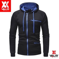 jaket pria valir king calvin bahan fleece hoodie - hitam biru xl = ld = 53
