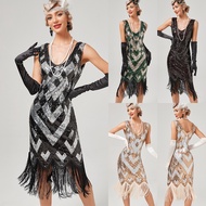 1920S VINTAGE GATSBY CHARLESTON SEQUINS FRINGED FLAPPER DRESS PLUS SIZE 2022 Womens Dresses