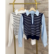 KATUN Eska Clothing - Jennie Blouse Top Korean Style Striped Cotton SweaterWanita