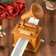 【限時免運】復古DIY木質手搖紙帶 15音留聲機音樂盒譜曲八音盒男友女生日禮物