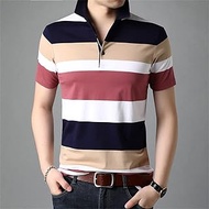WZHZJ Fashion Men Polo Shirt Cotton Striped Summer T Shirt Clothes Casual Multi-color Short Sleeve Polo Shirt Men Tops (Color : C, Size : L code)