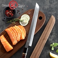 มีดซูชิ (sushi knife) Grandsharp มีดเชฟ มีดเชฟญีุ่่ปุ่น (Sakimaru) มีดแล่ปลา ใบ 10" เหล็ก 8Cr18Mov พร้อมฝักไม้