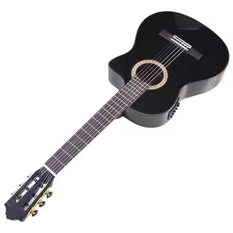 Nylon String Classical Guitar 36/39/40 Inch Laminated Spruce Wood Guitar Black Color 6 Strings With 