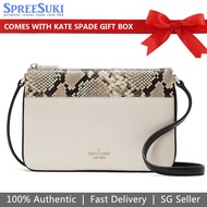 Kate Spade Handbag In Gift Box Crossbody Bag Triple Gusset Crossbody Mixed Material Leila Parchment Off White # KA692