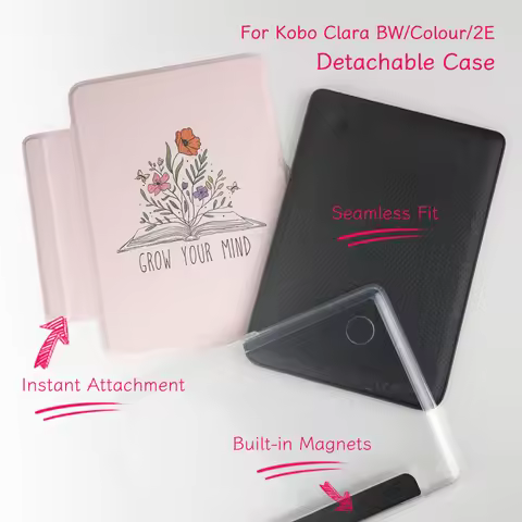 Floral Illustration Smart Case for Kobo Clara Colour Clara BW Clara 2E 2-in-1 Magnetic Detachable Co
