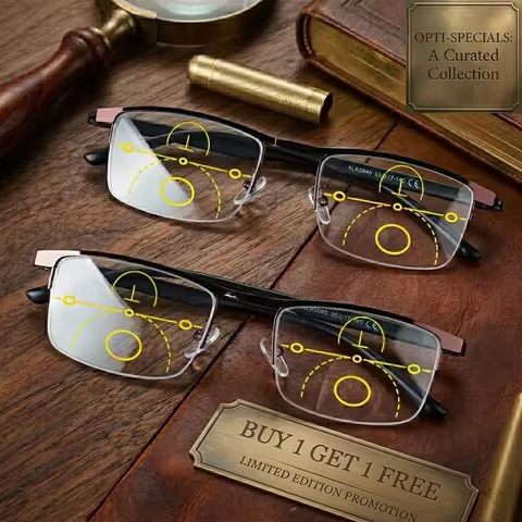 2PC Set Men Women TR Semi-Frame Progressive Multifocal Reading Glasses Classic Designer Luxury Brand