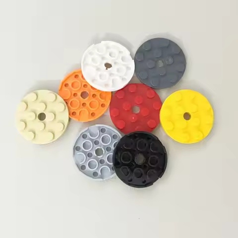 Lot 60474 Plate Round 4 x 4 with Pin Hole Bricks Toys For Technical Buildings Blocks Compatible Asse