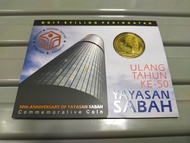 Coin card rm1 50th anniversary of yayasan sabah 2016 ulang tahun ke 50 commemorative unc nordic gold