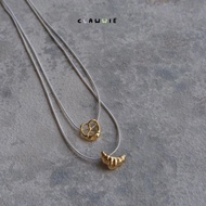 Pretzel and croissant dainty necklace