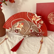 Group Fan Folding Fan Wedding Bridal Dressing Robe Fan Holding Flowers Wedding Fan Chinese Style Xiu