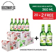 JINRO SOJU Mix &amp; Match | Choose from 5 Flavours | 360ml x 20's + 2 FREE JINRO Green Grape Soju bottles