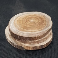 Teak wood coaster / teak wood coaster +/ - 9-11 cm