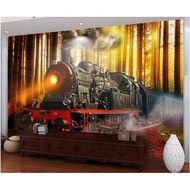 Custom Photo 3d Wallpaper Fantasy Forest Train Smoke Living Room Home Decoration 3d Wallpaper 3d Wallpaper